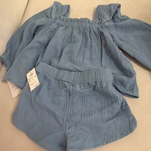 Target Light Blue Gauze Baby Two-Piece Set - Top & Shorts